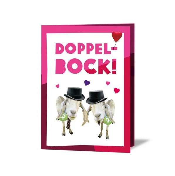 OxfamUnverpackt OxfamUnverpackt Spenden-Geschenk "Ziegenpärchen er & er" (Grußkarte mit Magnet) – Produktbild 2 von 2