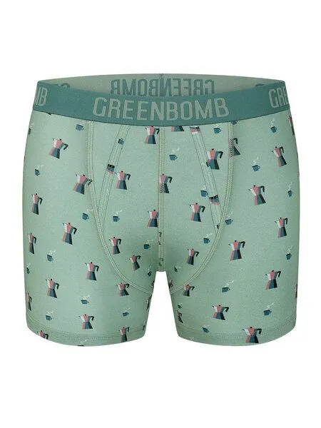 GreenBomb GREENBOMB Coffee Trunk - Figurbetonte Trunk aus Bio-Baumwoll Mix / hochwertiger Print / GOTS / Fair & Vegan, Weiß (mix), – Produktbild 1 von 2