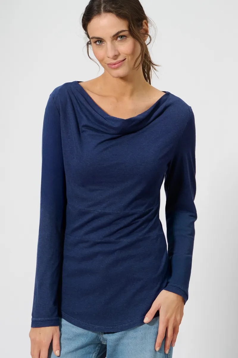 HempAge Hempage Damen vegan Top Mit Langen Ärmeln Nachtblau, Blau, – Produktbild 2 von 2