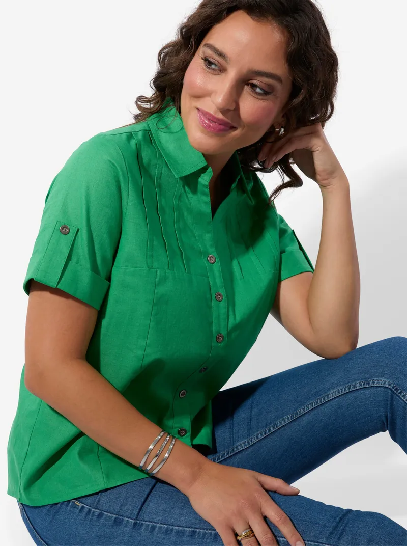 Witt Kurzarm-Bluse grasgrün, Grasgrün, – Produktbild 2 von 2