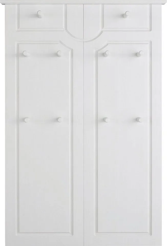 OTTO home Garderobenpaneel Klera, mit dekorativen Fräsungen, Kiefer, Landhausstil (Made in Europe), Mit 10 Kleiderhaken, aus massiver Kiefer, Weiß, – Produktbild 3 von 5