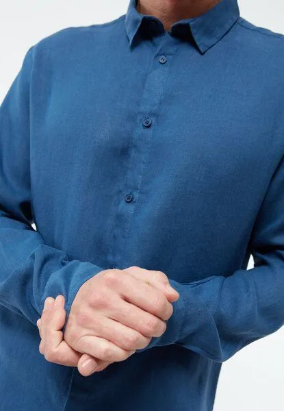 Givn Berlin Givn Berlin Langarmhemd GBKENT aus Leinen, Blazing blue (linen), – Produktbild 3 von 4