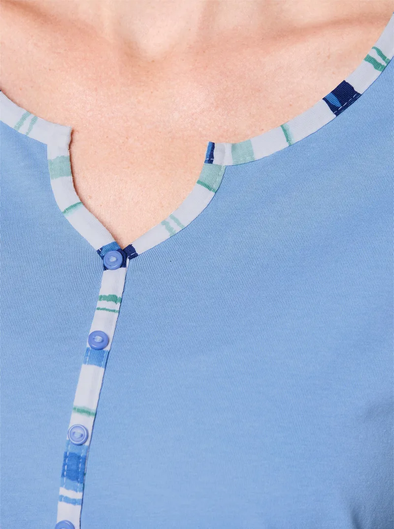 wäschepur Schlafanzugshirt himmelblau, Himmelblau, – Produktbild 1 von 2