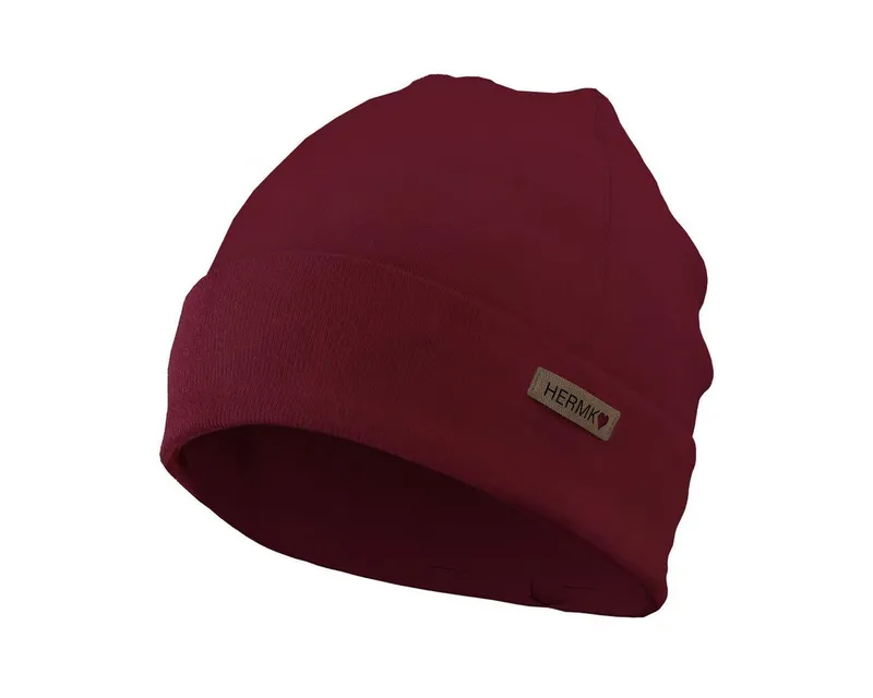 HERMKO Beanie 881910 Mütze für Damen und Herren aus 100% Bio-Baumwolle, Bordeaux, – Produktbild 1 von 3