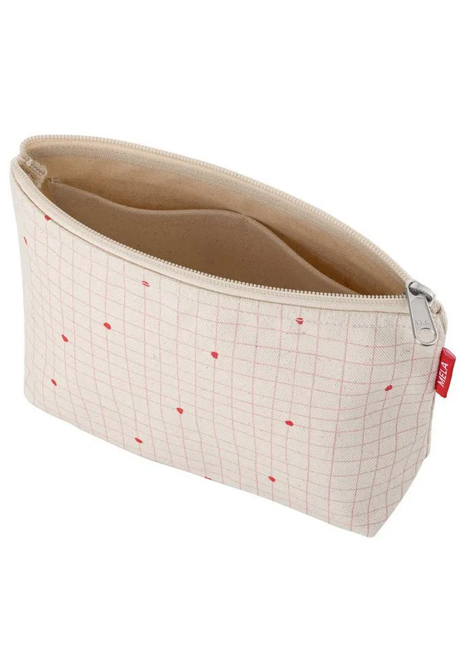 MELA MELA Kosmetiktasche Große Kosmetiktasche, Großes Hauptfach mit Reißverschluss, Greige / candy grid print, – Produktbild 3 von 3