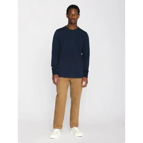KnowledgeCotton Apparel KnowledgeCotton Apparel Sweatshirt - BO long sleeve henley - aus Bio-Baumwolle, Blau (total eclipse), – Produktbild 3 von 6