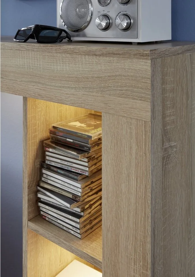 Home affaire Wohnwand Laholm, (Set, 4-St), Wohnwand mit Tür, Klappe & 6 Fächern - (B/T/H) 240/41/185 cm, Beige, – Produktbild 5 von 5