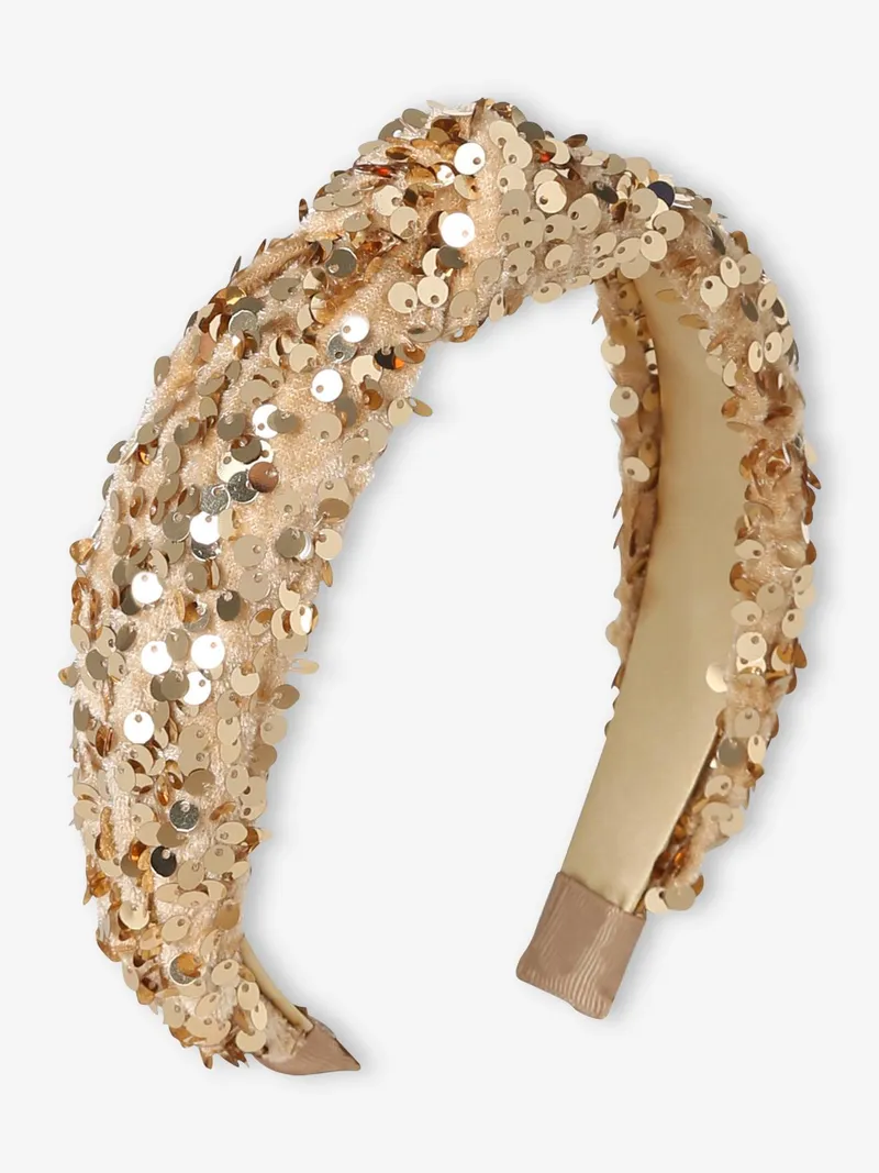 Vertbaudet Haarreif mit Pailletten Mädchen, Gold, – Produktbild 1 von 3