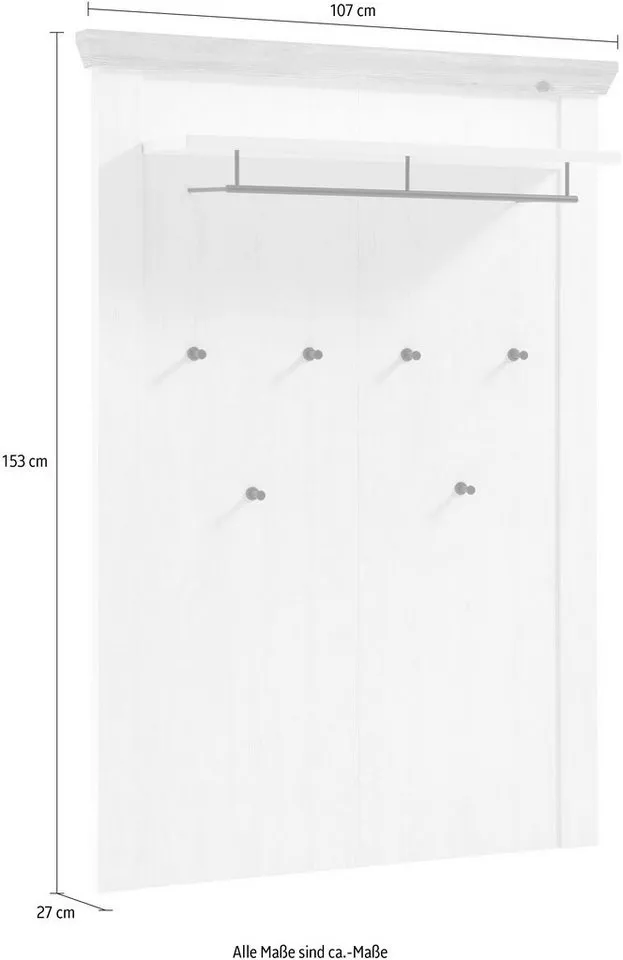 Home affaire Garderobenpaneel Florenz, Breite ca. 107 cm, Weiß, – Produktbild 5 von 5