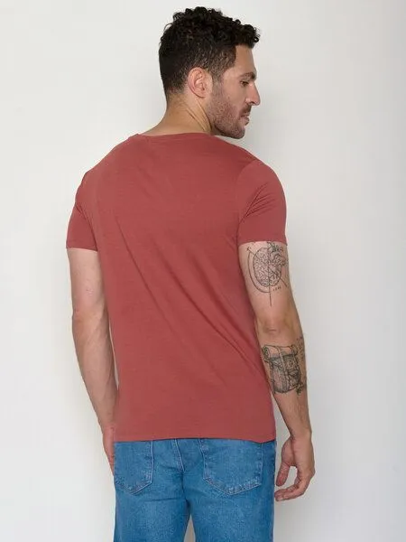 GreenBomb GREENBOMB Turtle Walk Guide - Sportliches T-Shirt aus Bio-Baumwolle / hochwertiger Print / GOTS / Fair & Vegan, Rot (sonnenuntergangsrot), – Produktbild 4 von 4