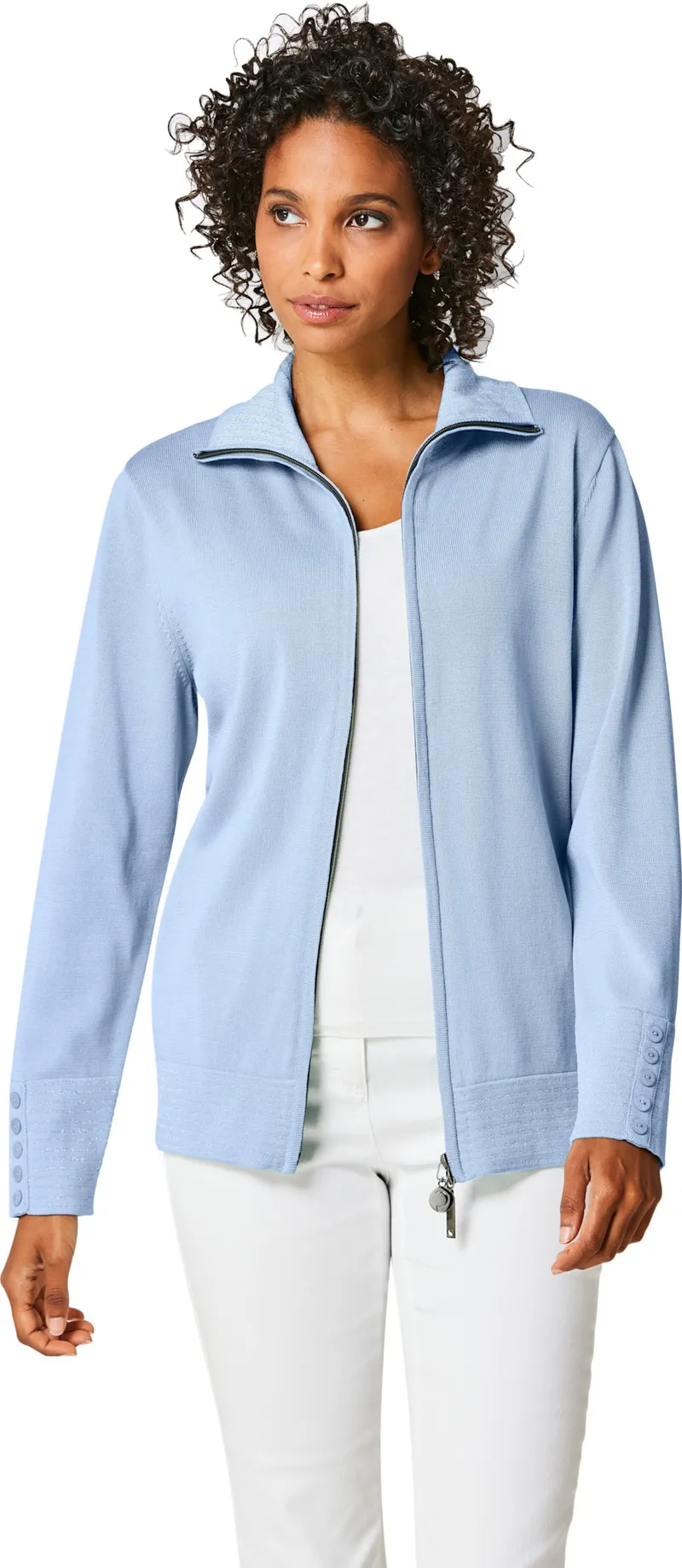 Feinstrickjacke eisblau, Eisblau, – Produktbild 2 von 3