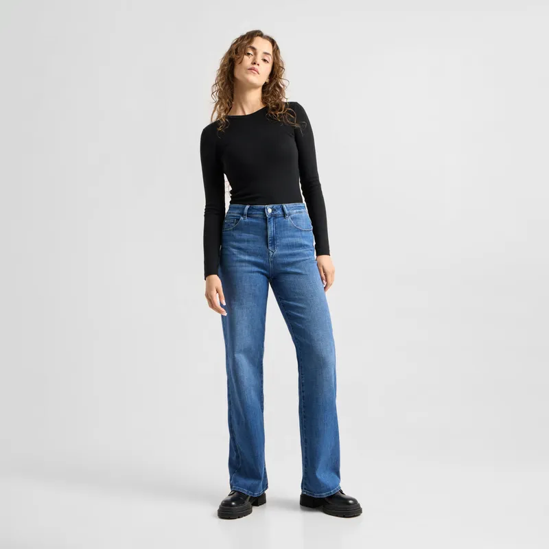 DAWN Damen Jeans DEW High Waist Flared DAWN Bio-Baumwolle, Medium blue, – Produktbild 1 von 7