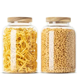 Econovo Econovo Große Vorratsgläser mit Holzdeckel 1600ml Set 2-tlg. Oval – Produktbild 1 von 1