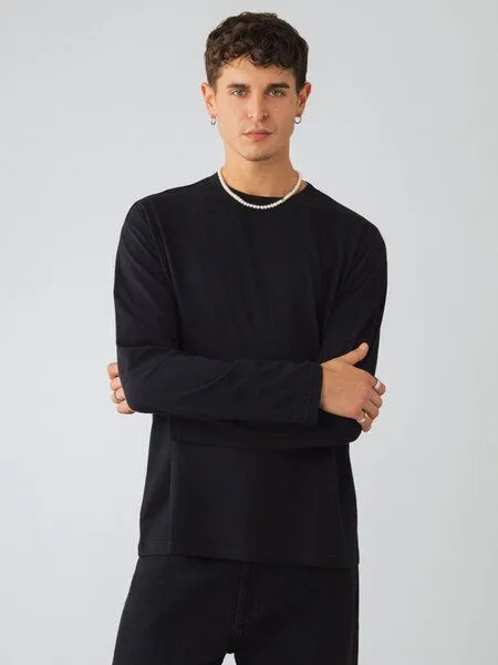 Honest Basics Honest Basics OG Langarmshirt aus Bio- und recycelter Baumwolle, Schwarz, – Produktbild 1 von 4