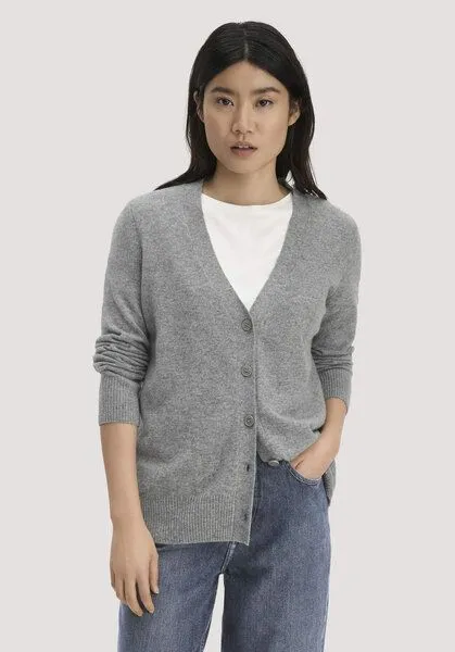 hessnatur hessnatur Strickjacke Relaxed aus Bio-Schurwolle mit Cashmere, Grau, – Produktbild 1 von 4