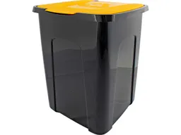 Mülleimer mit Klappdeckel, schwarz/gelb, 50 l – Produktbild 1 von 1