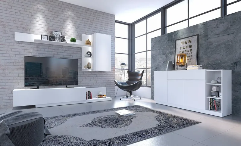 OTTO home Wohnwand BRISTOL, (4-teilig), inkl. Beleuchtung, Weiß, – Produktbild 5 von 5