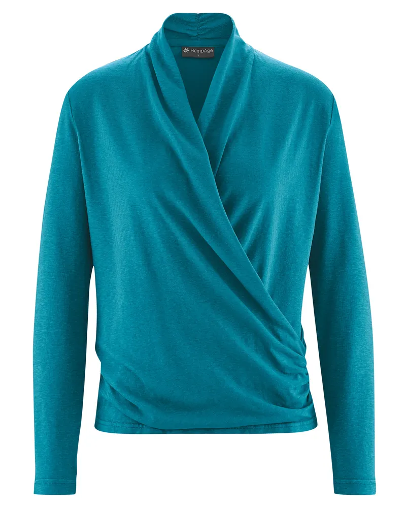HempAge Hempage Damen vegan Langärmliges Oberteil Attraktives Lagunenblau, Blau, – Produktbild 1 von 2