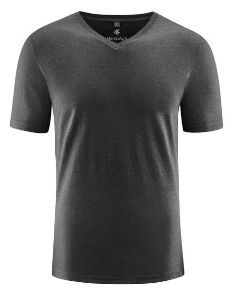 HempAge HempAge V-Kragen T-Shirt Hanf/Biobaumwolle, Black(schwarz), – Produktbild 2 von 4