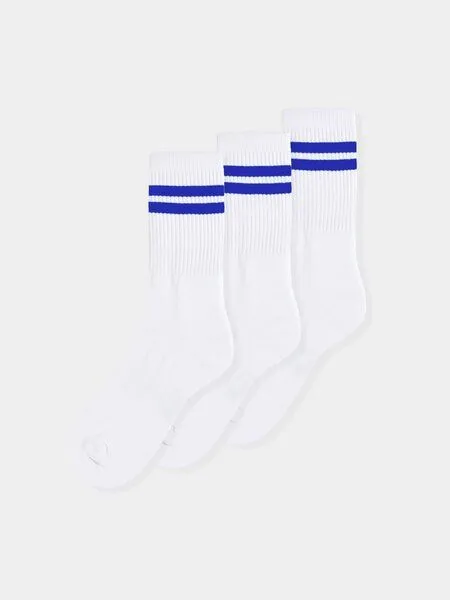 erlich textil erlich textil Andi Tennis Socken 3er Pack aus Bio-Baumwolle, Weiß/knallblau, – Produktbild 4 von 5