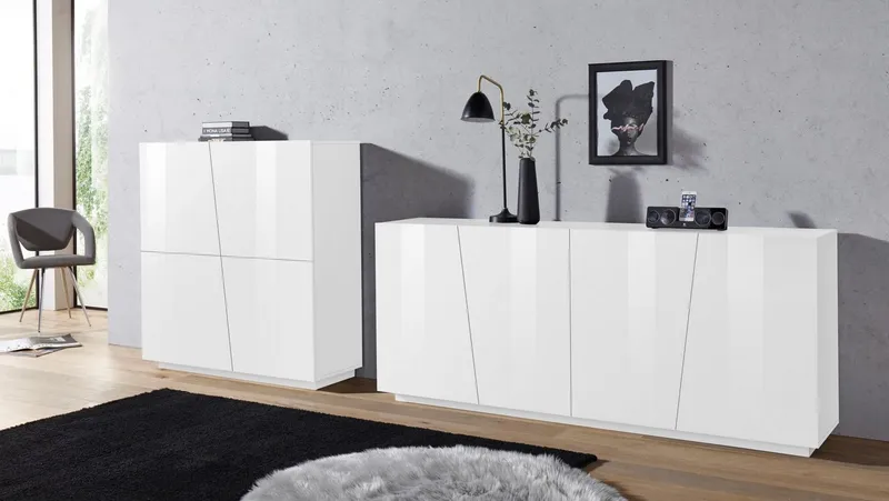 Home affaire Sideboard Vega, Kommode mit 4 Türen, Breite 200 cm, Weiß, – Produktbild 4 von 5