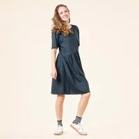 Living Crafts Living Crafts Bio-Damen-Midi-Kleid "ONIKA" mit Rundhalsausschnitt, ink blue, Gr. L – Produktbild 1 von 1