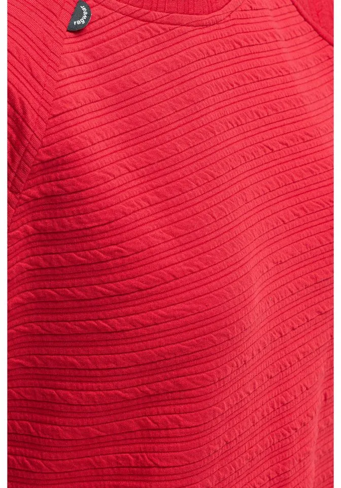 ragwear ragwear Rundhalspullover Joann Crepe Leichter Pullover mit gestreifter Prägung, Rot, – Produktbild 4 von 4