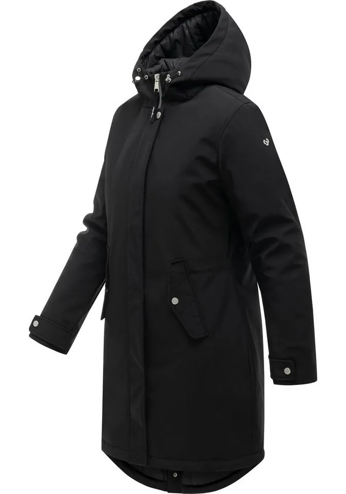 ragwear ragwear Softshellmantel Itiga Wasserdichter Übergangsmantel mit Taillenzugband, Schwarz, – Produktbild 3 von 4