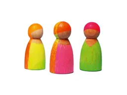Grimms Grimms Neonfreunde aus Holz 3-teilig, bunt lasiert Durchmesser 3 cm, Höhe 6,5 cm – Produktbild 1 von 1