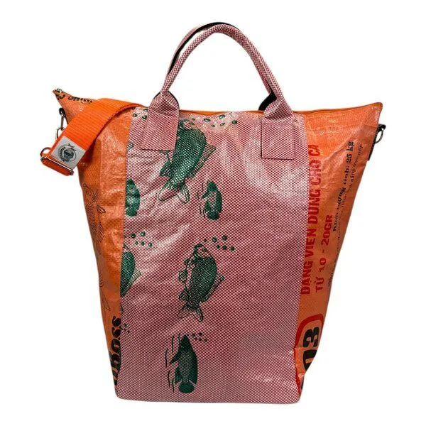 Beadbags Beadbags Multifunktionsbehälter TJs / Wäschesack recycelter Reissack, Orange/rosa kariert, – Produktbild 1 von 3