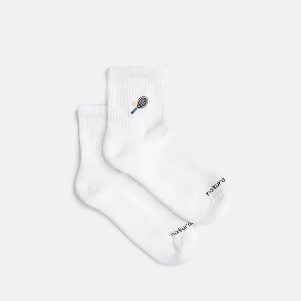 Natural Vibes Natural Vibes Racket & Ball Quarter Socken | Bio GOTS | Sneaker Socken mit Design | Herren Damen Socken | – Produktbild 1 von 4