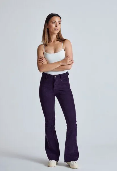 Flax and Loom Flax and Loom Cord Schlaghose Skinny Fit Modell: Mavis, Aubergine (rot), – Produktbild 2 von 6