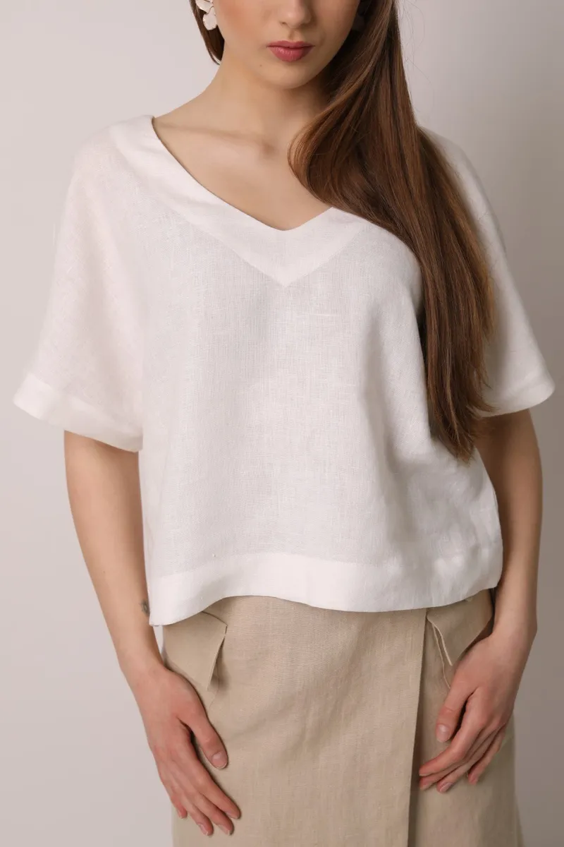 Amber Linen Amber Linen Damen vegan Top Malta Weiß, Weiß, – Produktbild 1 von 1
