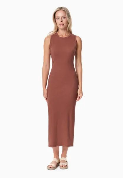 ORGANICATION ORGANICATION DURRU | Geripptes Kleid aus Bio-Baumwolle, Coffee brown, – Produktbild 1 von 3