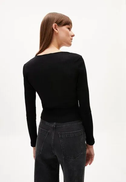 ARMEDANGELS ARMEDANGELS BIANCAA LOLA - Damen Ripp Longsleeve Slim Fit aus Bio-Baumwoll Mix, Black, – Produktbild 2 von 4