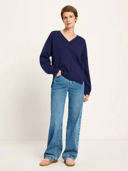 LANIUS LANIUS Pullover mit V-Ausschnitt, Purple blue melange, – Produktbild 6 von 8