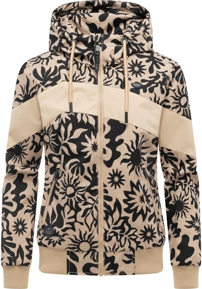 ragwear ragwear Outdoorjacke Nuggie Block Flower modische Damen Freizeitjacke mit floralem Print, Braun, – Produktbild 2 von 5