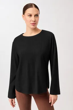 mandala MANDALA Damen vegan Langarmshirt Halfmoon Schwarz – Produktbild 1 von 1
