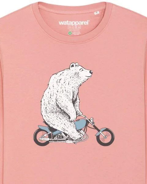 watapparel watapparel Sweatshirt Unisex Bär auf Bike, Canyon pink, – Produktbild 3 von 4