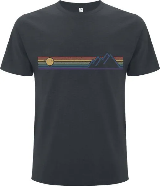 Spreecult Spreecult Retro Berge und Sonne - Bio und Fair - Männer Unisex Shirt, Grau, – Produktbild 2 von 2