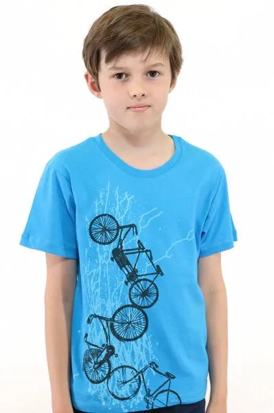 Spangeltangel Spangeltangel Kinder-T-Shirt "Fahrräder" blau, Siebdruck, bedrucktes Shirt, Kindermode, Blau, – Produktbild 1 von 2