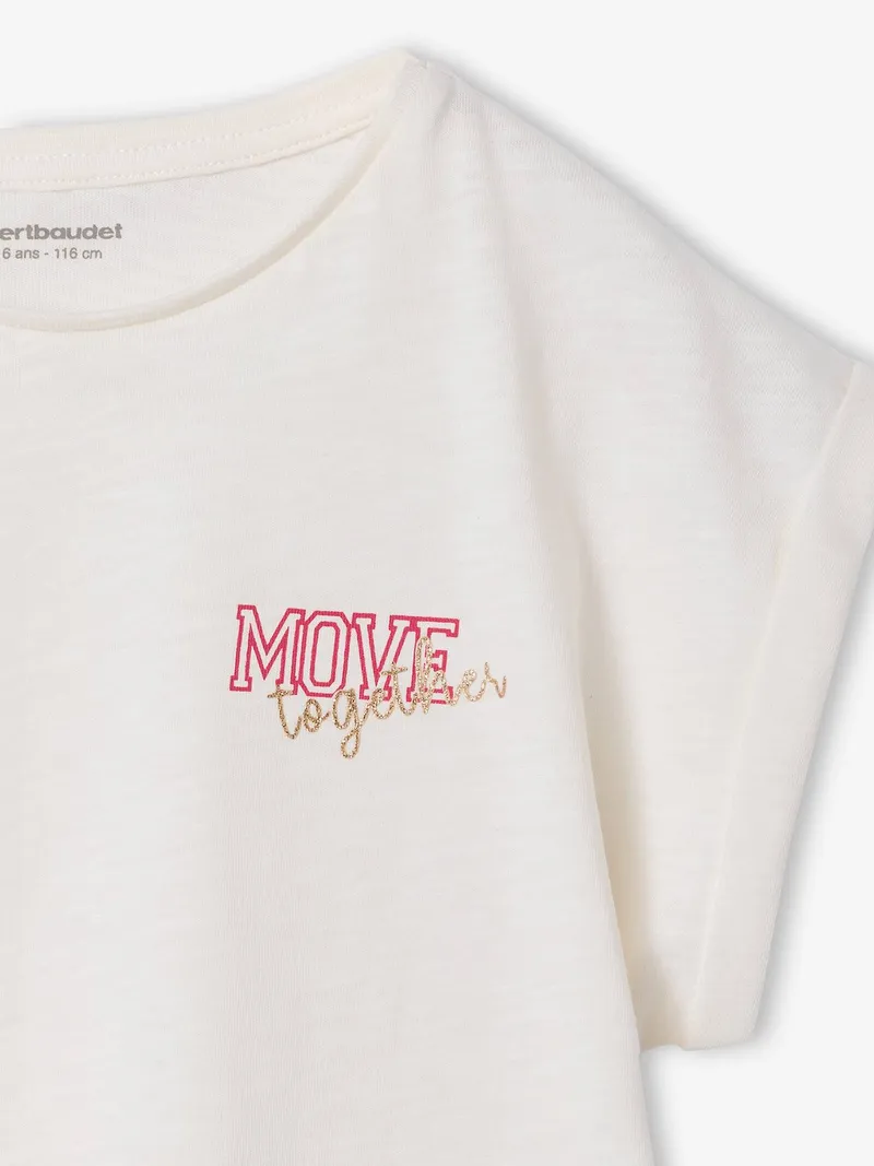 Vertbaudet T-Shirt Mädchen Rundhals BASIC, Wollweiß, – Produktbild 2 von 2
