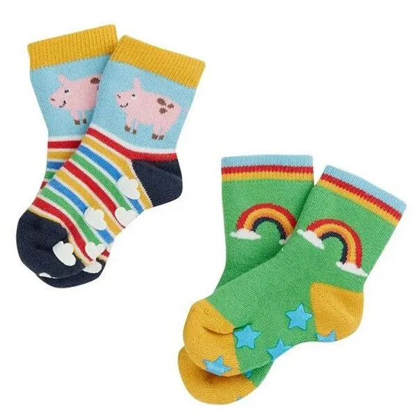 Frugi Frugi Stoppersocken Rainbow Farm 2er Set Grippy Socks 2 Pack – Produktbild 1 von 2