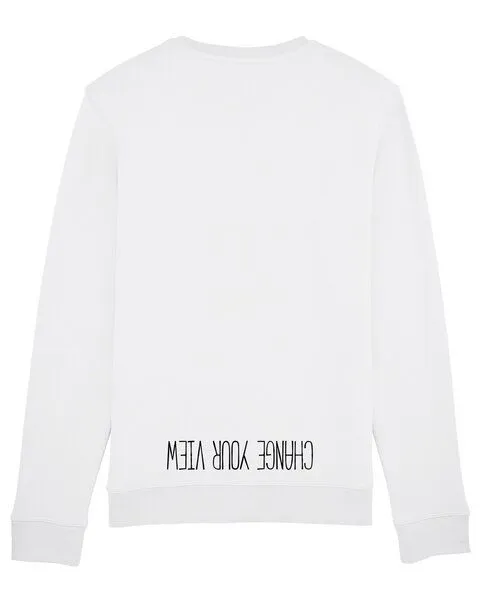 Human Family Human Family Bio Unisex Rundhals-Sweatshirt - "Change your view", Weiss, – Produktbild 1 von 4