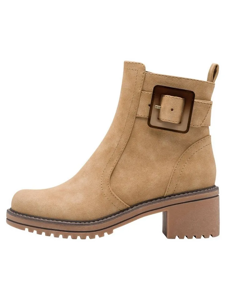 Marco Tozzi Marco Tozzi Vegan, MT FEEL ME mit Blockabsatz Blockabsatz Stiefelette Vegan, Beige, – Produktbild 4 von 4