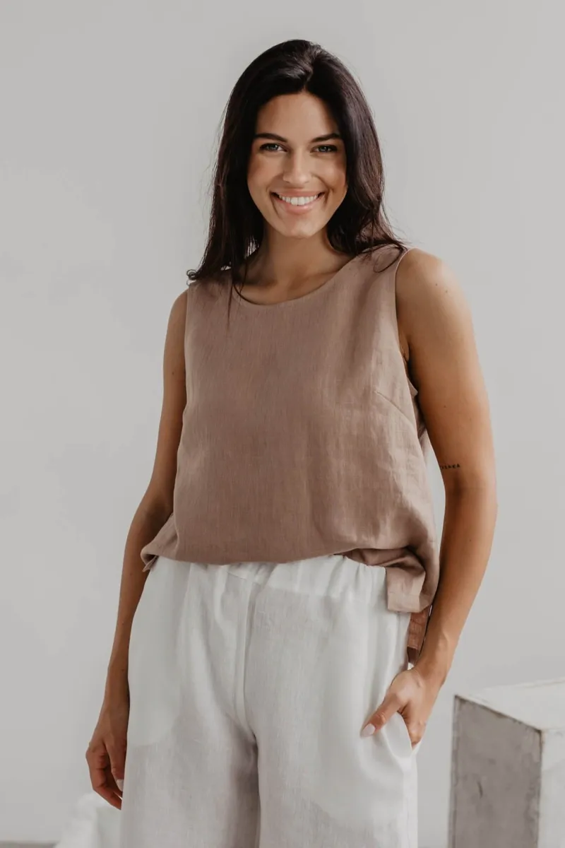 AmourLinen AmourLinen Damen vegan Top Classical Colette Rosy Brown, Hellbraun, – Produktbild 2 von 2