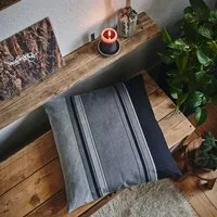 HängemattenGlück HängemattenGlück Kissenbezug aus reiner Bio Baumwolle 60x60cm Grautöne, Rocha gestreift (grau, mehrfarbig), – Produktbild 1 von 2