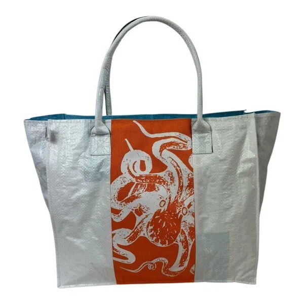 Beadbags Beadbags Einkaufstasche Ri94 recycelter Reissack, Octopus weiß, – Produktbild 1 von 4