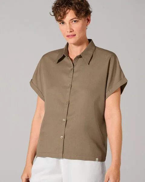 HempAge HempAge Damen Lyocell Bluse (auf Hanf Basis) Normal Fit, Shitake (braun), – Produktbild 1 von 4