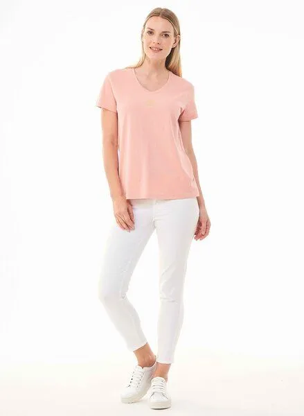 ORGANICATION ORGANICATION T-Shirt aus Bio-Baumwolle mit Solar-Stickerei, Pink(salmon pink), – Produktbild 2 von 4